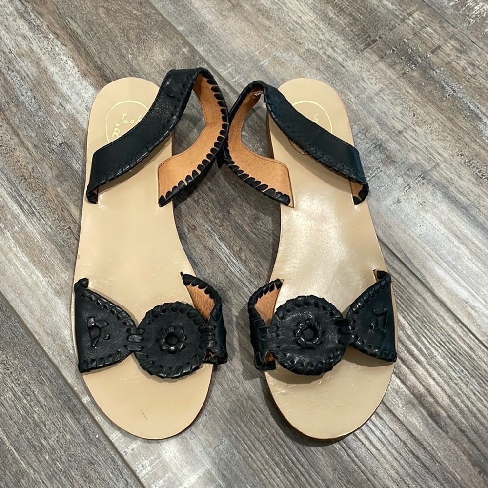 Jack Rogers Liliana Black Leather Sandals